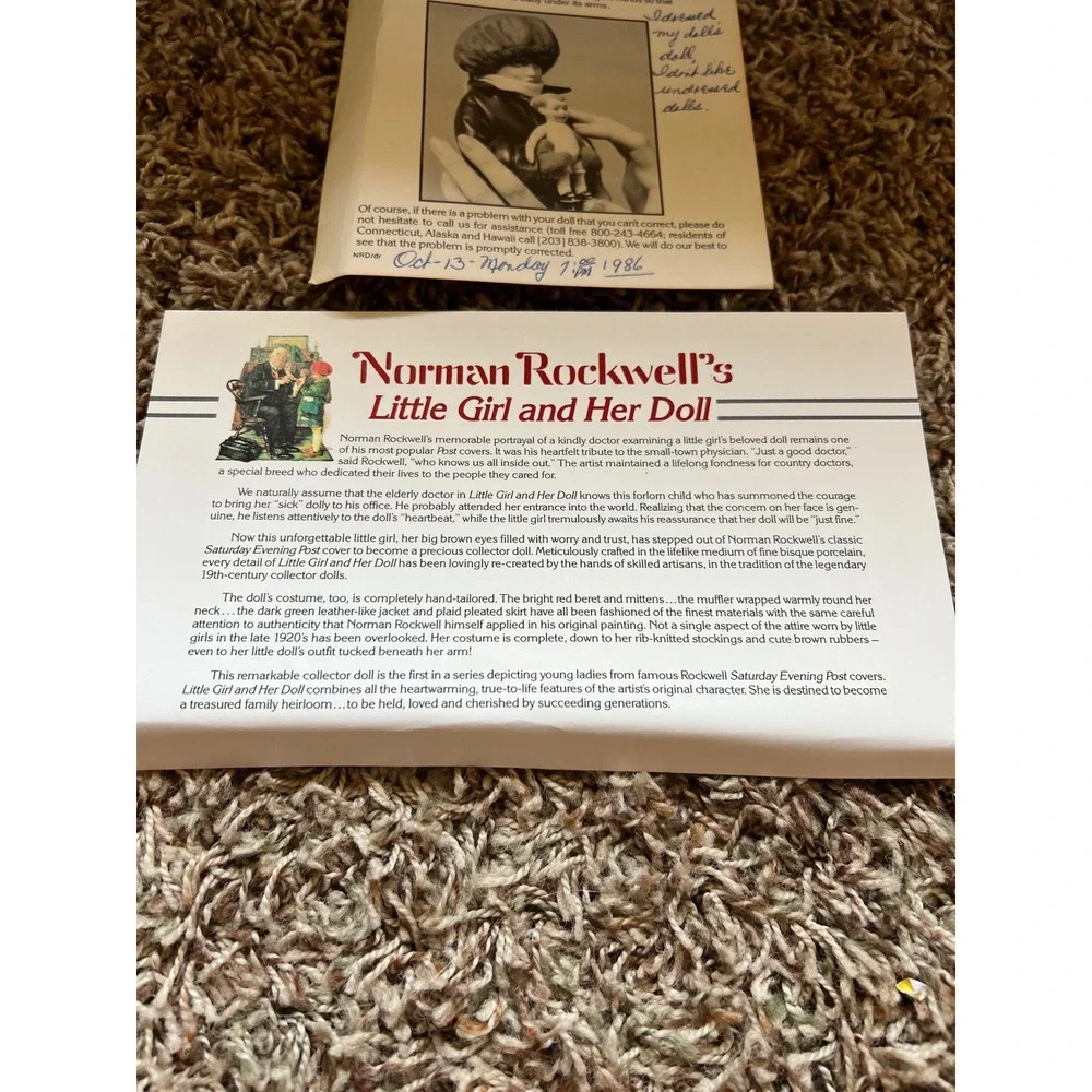 Danbury Mint Norman Rockwell Little Girl and Her Doll Porcelain Set 1986 Vintage